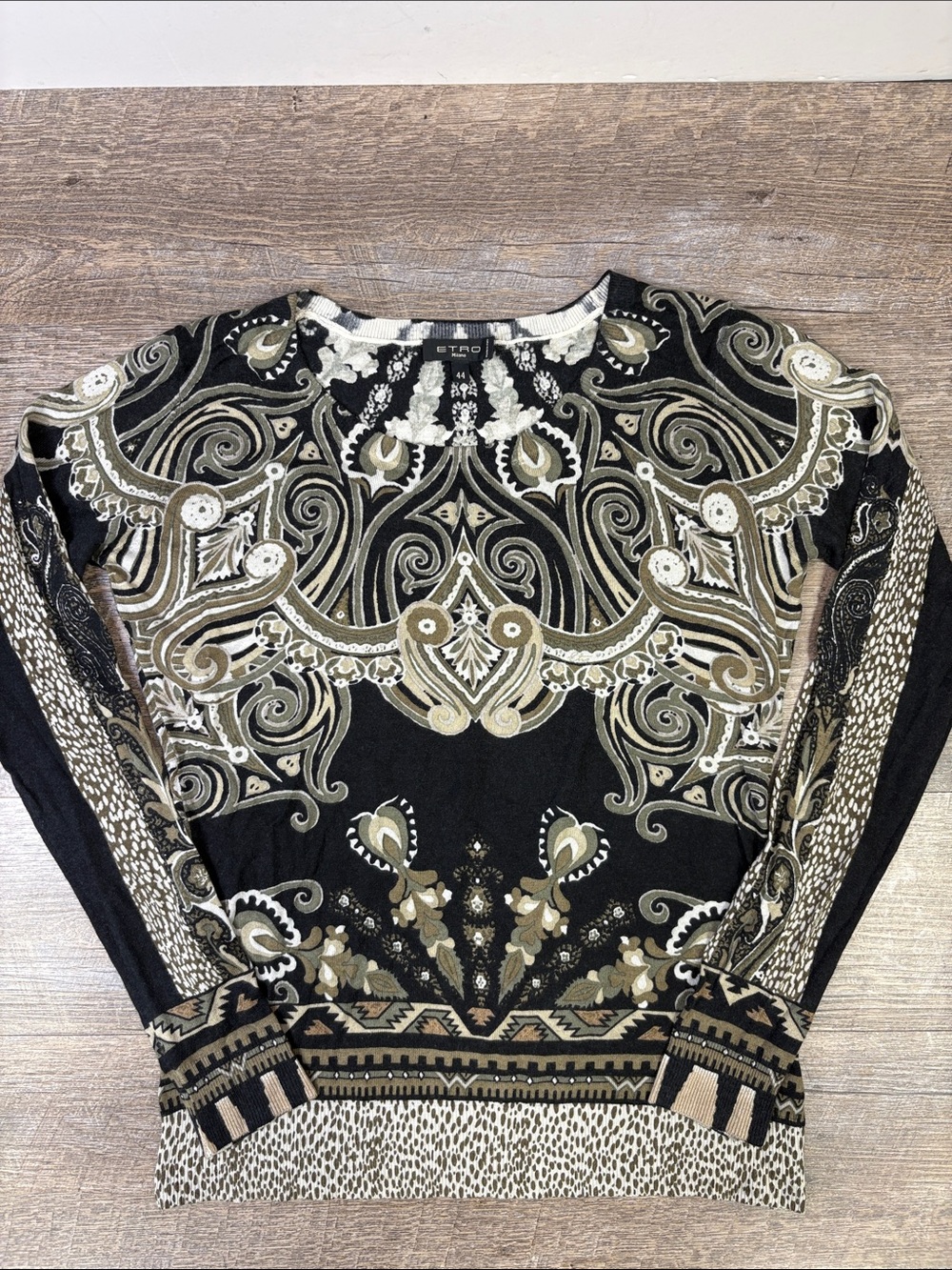 Etro Silk Cashmere Paisley Print Sweater IT 44 US 8 Made in Italy